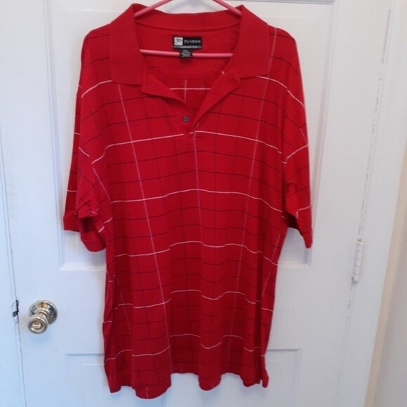 Jos. A. Bank Other - jos. a. bank golf shirt mens xxl 2x red windowpane cotton polo ledbetter top